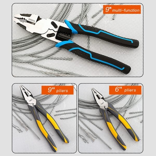 6''8''9'' Multifunction Pliers Set Combination Pliers Stripper - Image 4